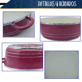 BATERÍA DE COCINA DE ALUMINIO RECUBRIMIENTO DE GRANITO 10 PZ ROSA