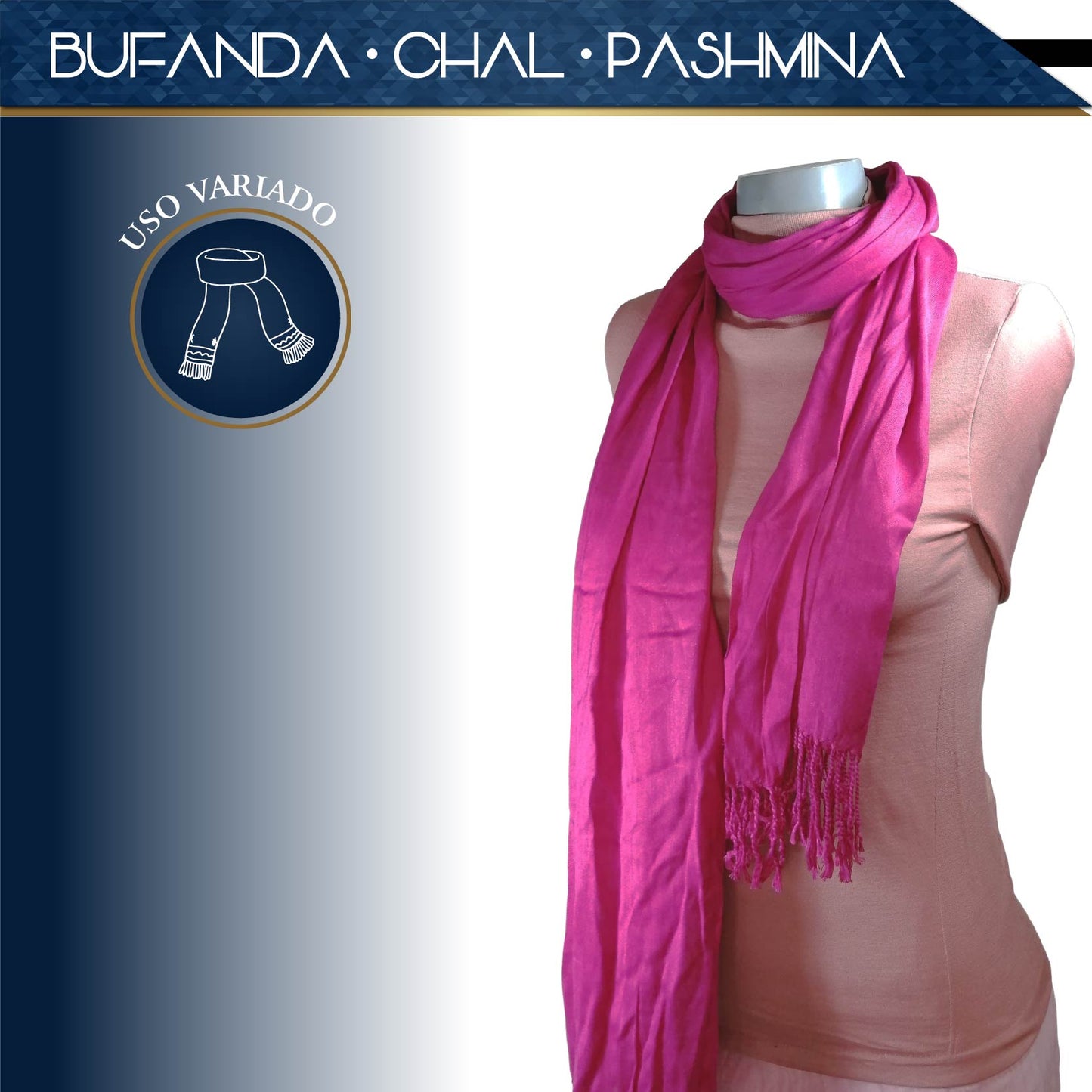 Pashmina Larga | Bufanda Elegante | Mascada (Rosa)