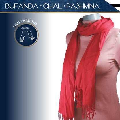 Pashmina Larga | Bufanda Elegante | Mascada (Rojo)