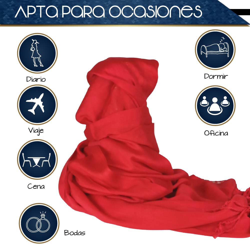 Pashmina Larga | Bufanda Elegante | Mascada (Rojo)