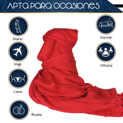 Pashmina Larga | Bufanda Elegante | Mascada (Rojo)