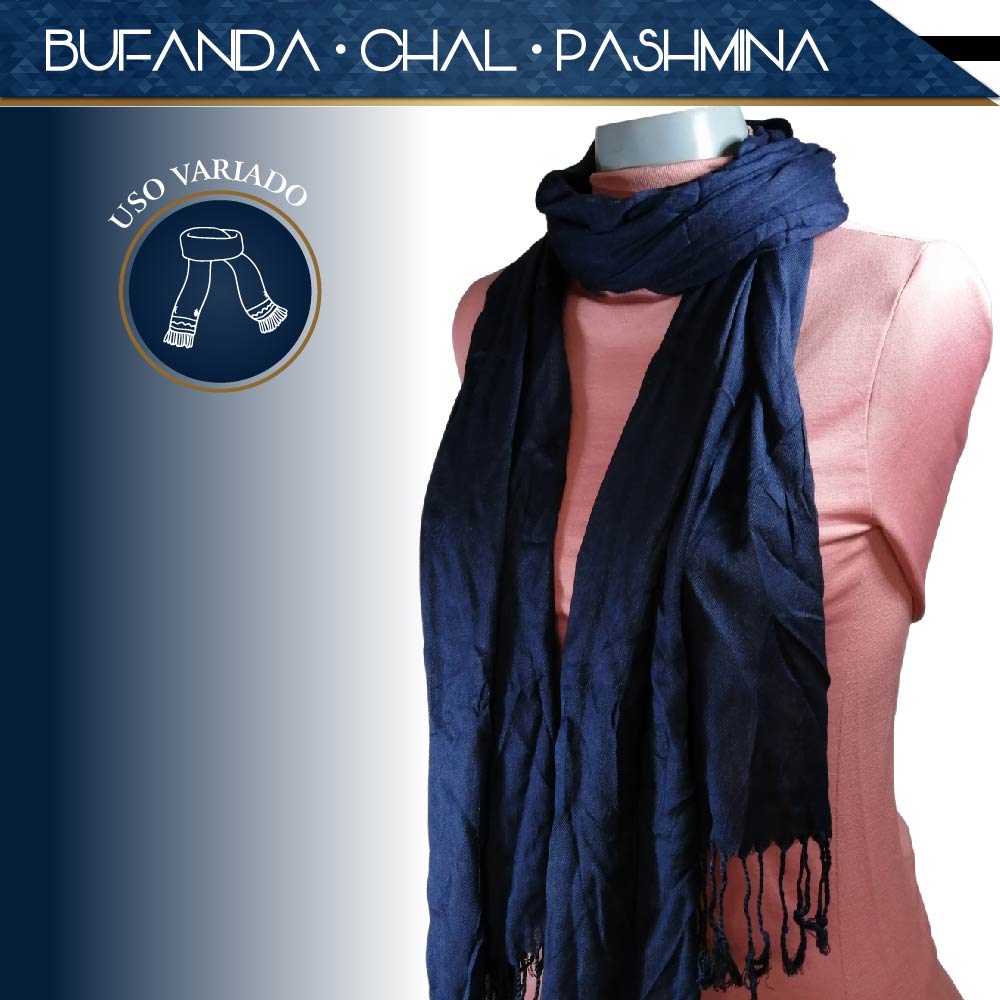 Pashmina Larga | Bufanda Elegante | Mascada (Azul)