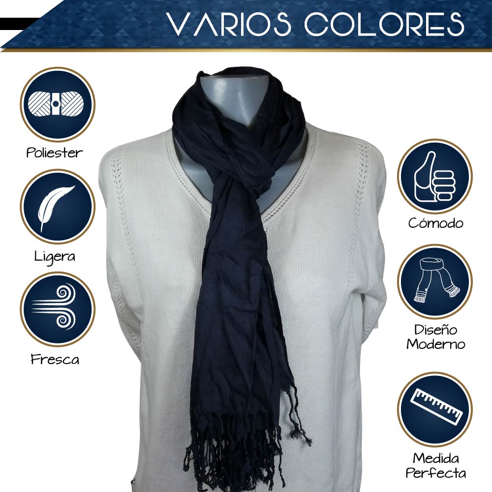 Pashmina Larga | Bufanda Elegante | Mascada (Azul)