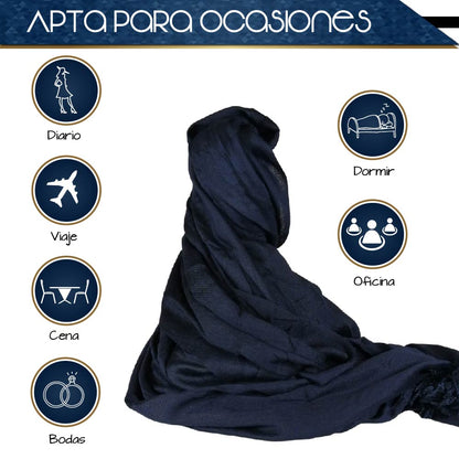 Pashmina Larga | Bufanda Elegante | Mascada (Azul)