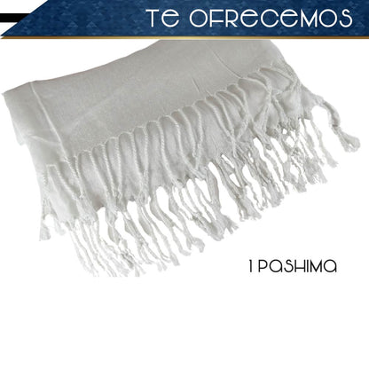 Pashmina Larga | Bufanda Elegante | Mascada (Blanca)