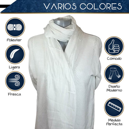 Pashmina Larga | Bufanda Elegante | Mascada (Blanca)