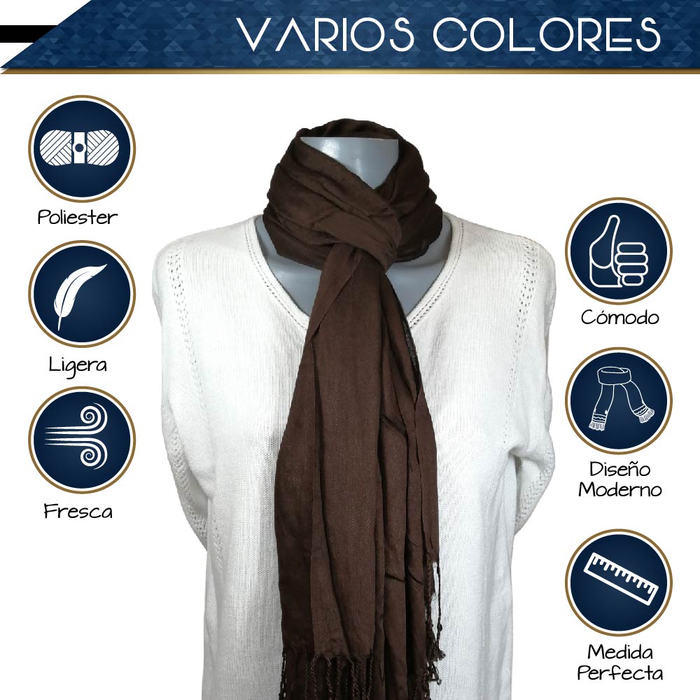 Pashmina Larga | Bufanda Elegante | Mascada (Café)