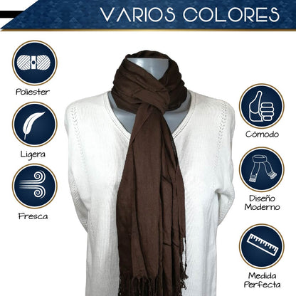 Pashmina Larga | Bufanda Elegante | Mascada (Café)