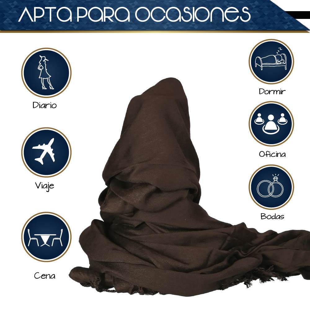 Pashmina Larga | Bufanda Elegante | Mascada (Café)