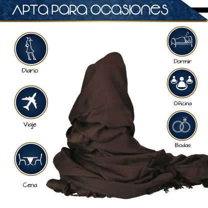 Pashmina Larga | Bufanda Elegante | Mascada (Café)