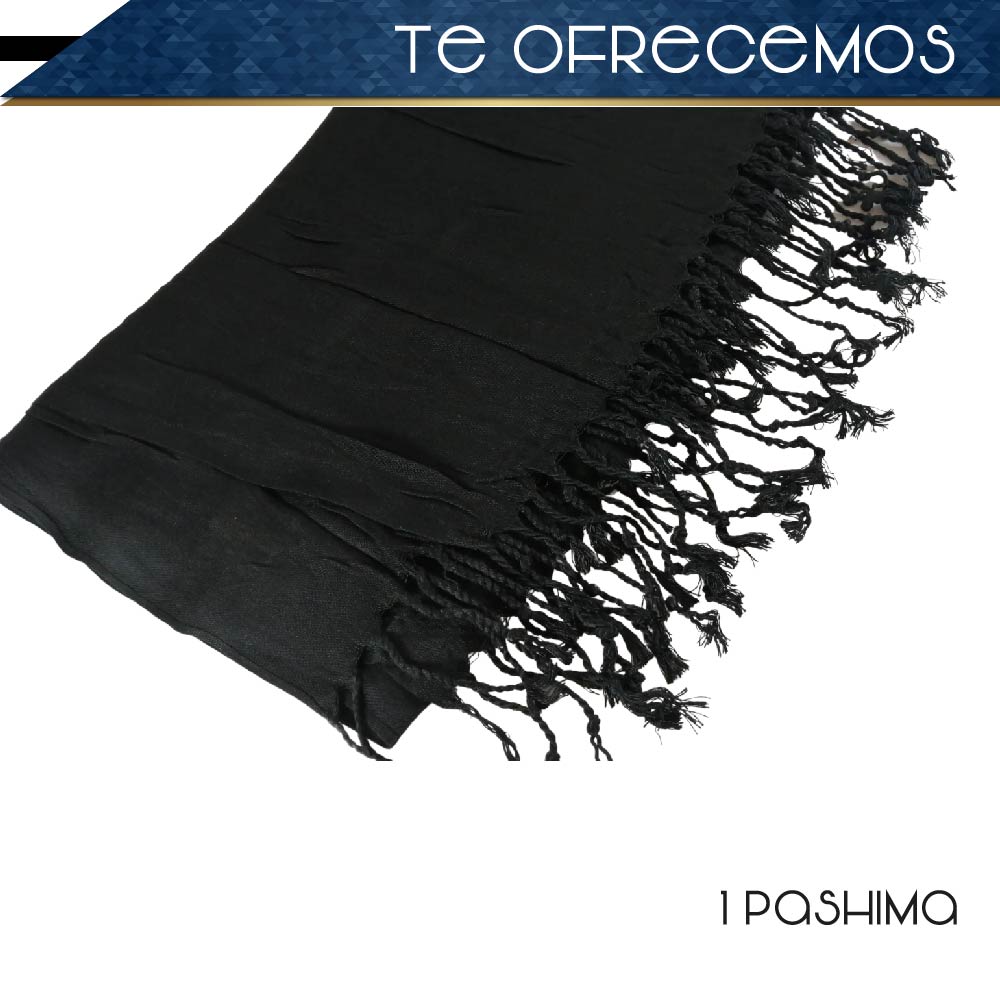 Pashmina Larga | Bufanda Elegante | Mascada (Negro)
