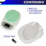 BASCULA DE COCINA DIGITAL MULTIFUNCIONAL A ESCALA, 10 KG. PANTALLA DE LED Y RECIPIENTE