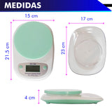 BASCULA DE COCINA DIGITAL MULTIFUNCIONAL A ESCALA, 10 KG. PANTALLA DE LED Y RECIPIENTE