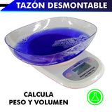 BASCULA DE COCINA DIGITAL MULTIFUNCIONAL A ESCALA, 10 KG. PANTALLA DE LED Y RECIPIENTE