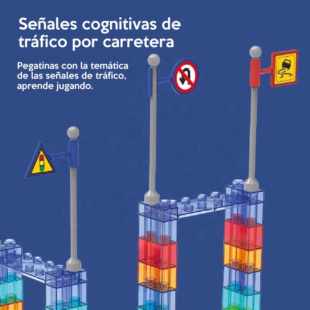 Pista de Carreras con Bloques y rampas para Construir Juego Educativo de construccion 77 Piezas