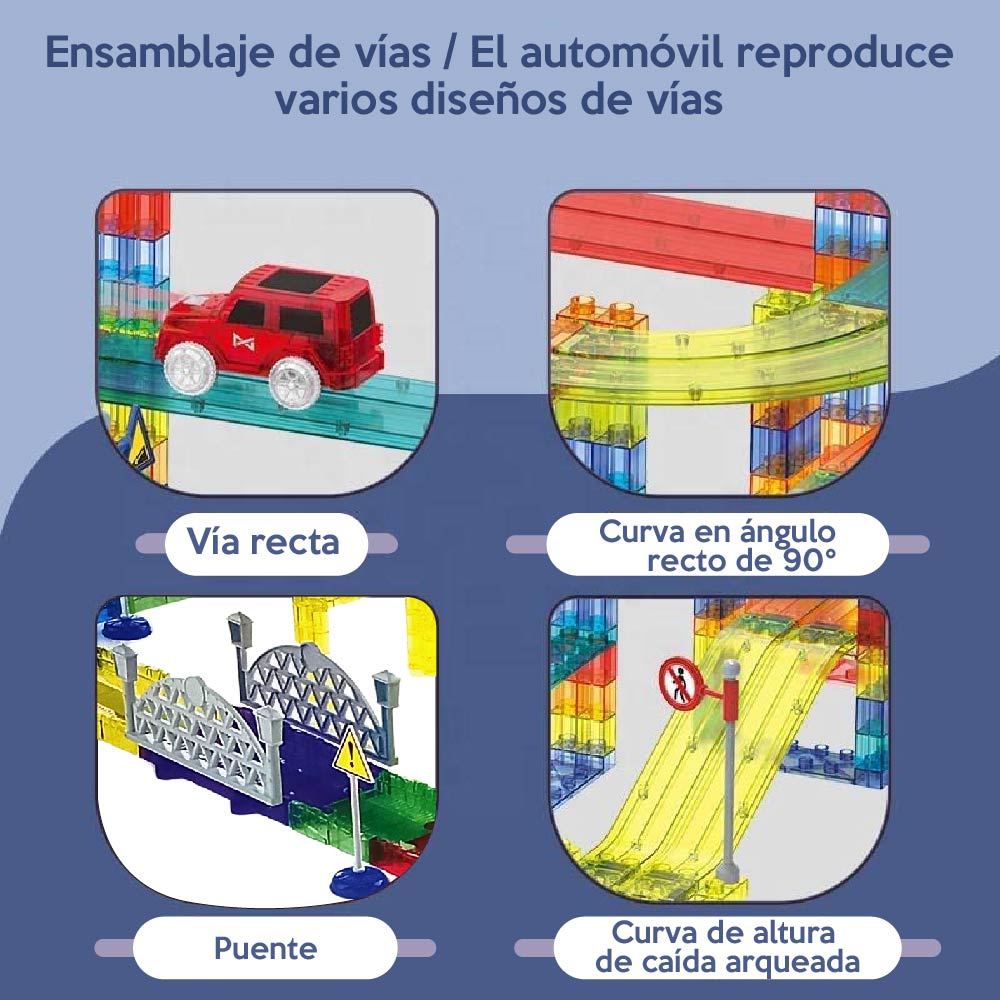 Pista de Carreras con Bloques y rampas para Construir Juego Educativo de construccion 77 Piezas