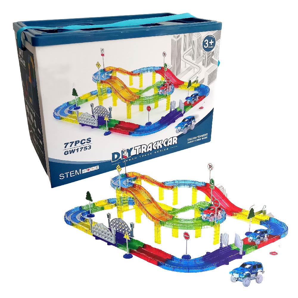 Pista de Carreras con Bloques y rampas para Construir Juego Educativo de construccion 77 Piezas