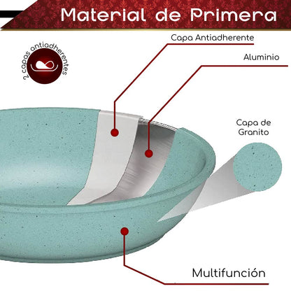 Set de 3 Sartenes Mango tipo Madera (Verde)