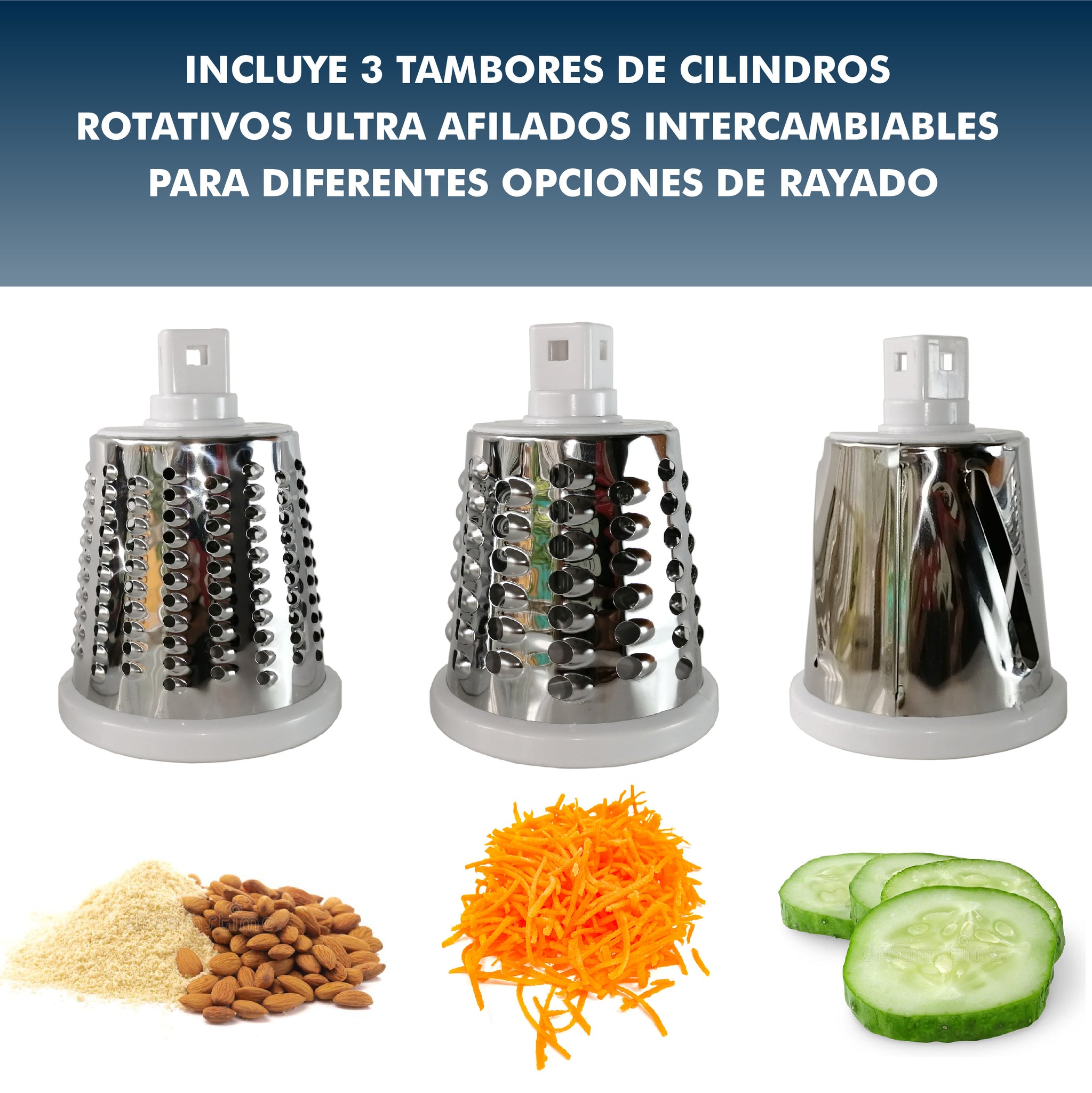 Rallador de queso ralladores rallador de cocina vegetal Shredder con 3  cuchillas de tambor de una