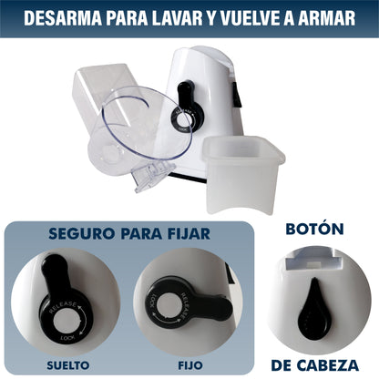 SPIRILIZER REBANADORA, MANDOLINA, TRITURADORA DE VEGETALES Y FRUTAS MANUAL DE 3 CUCHILLAS