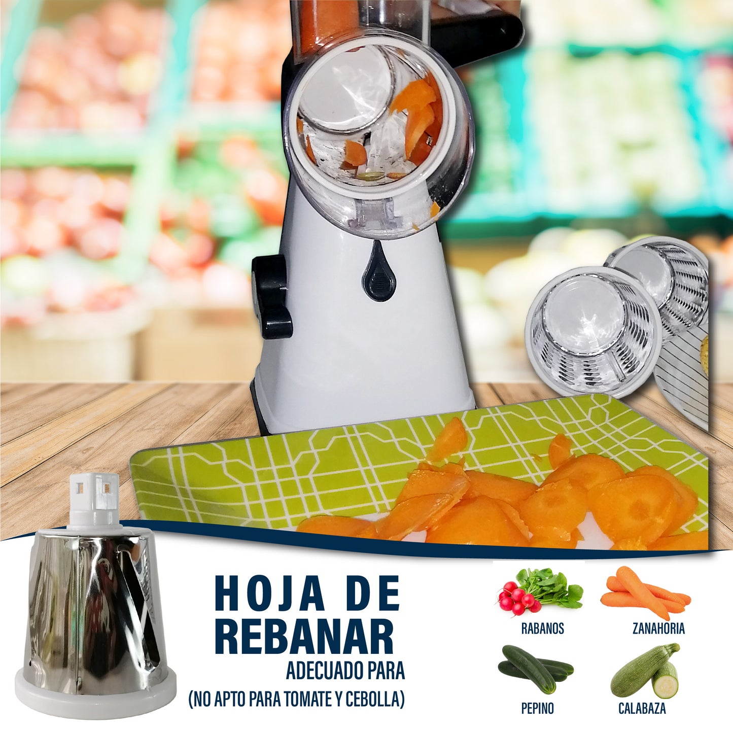 SPIRILIZER REBANADORA, MANDOLINA, TRITURADORA DE VEGETALES Y FRUTAS MANUAL DE 3 CUCHILLAS