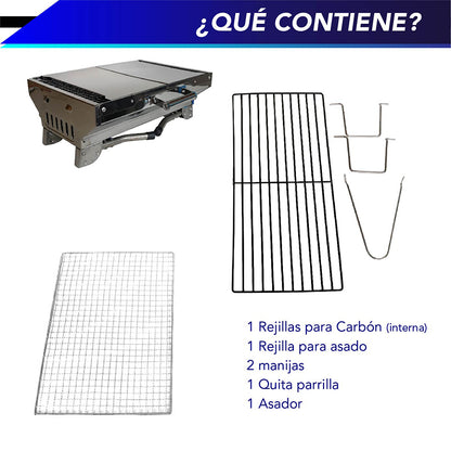 ASADOR PARA CARBÓN DE ACERO INOXIDABLE