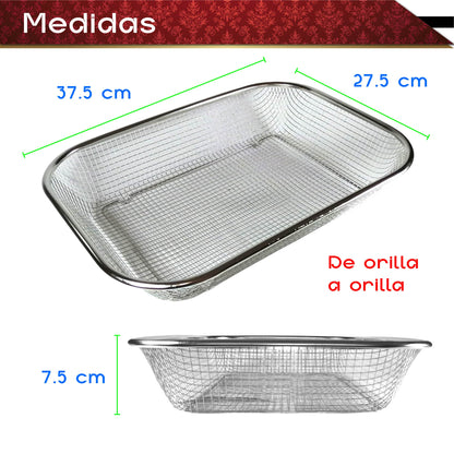 Colador Cocina Acero Inoxidable Rectangular Malla Multiusos