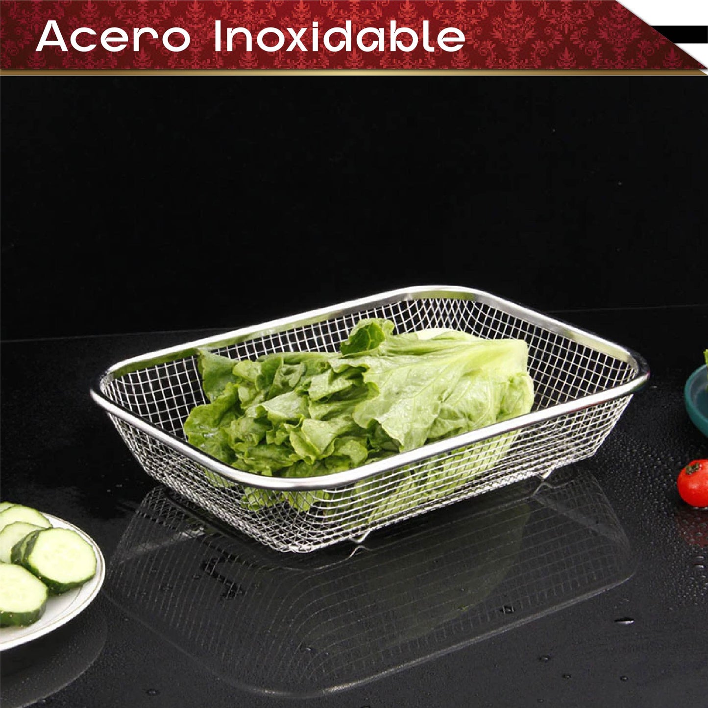 Colador Cocina Acero Inoxidable Rectangular Malla Multiusos