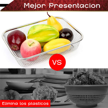 Colador Cocina Acero Inoxidable Rectangular Malla Multiusos