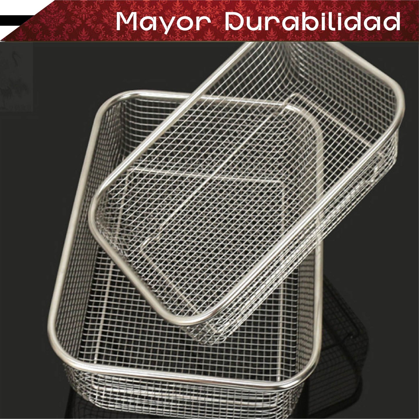 Colador Cocina Acero Inoxidable Rectangular Malla Multiusos