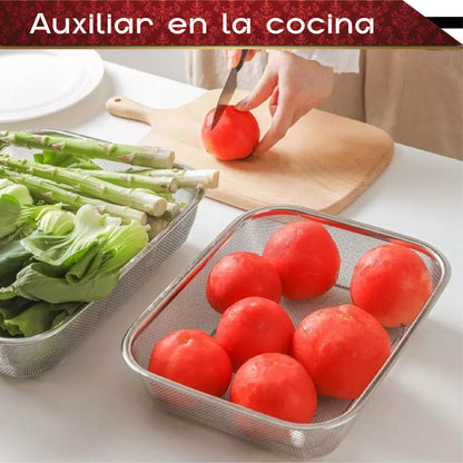 Colador Cocina Acero Inoxidable Rectangular Malla Multiusos