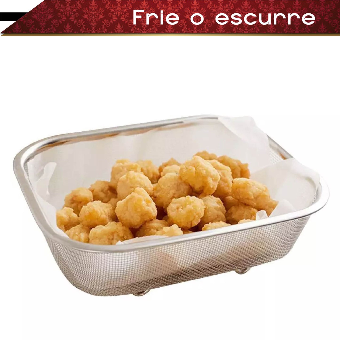 Colador Cocina Acero Inoxidable Rectangular Malla Multiusos