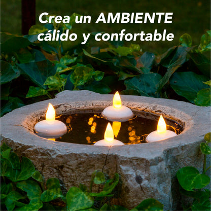 Velas Te flotantes de LED sin flama, funciona con pilas parpadeantes decorativas 12 pz (Calidas)
