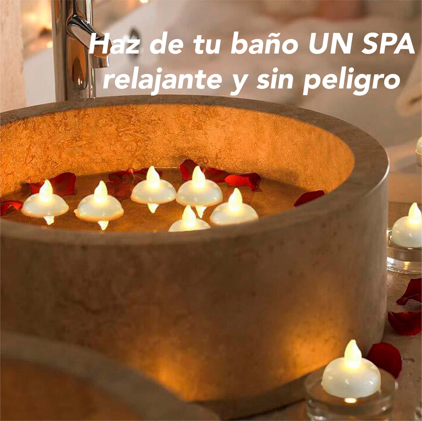 Velas Te flotantes de LED sin flama, funciona con pilas parpadeantes decorativas 12 pz (Calidas)