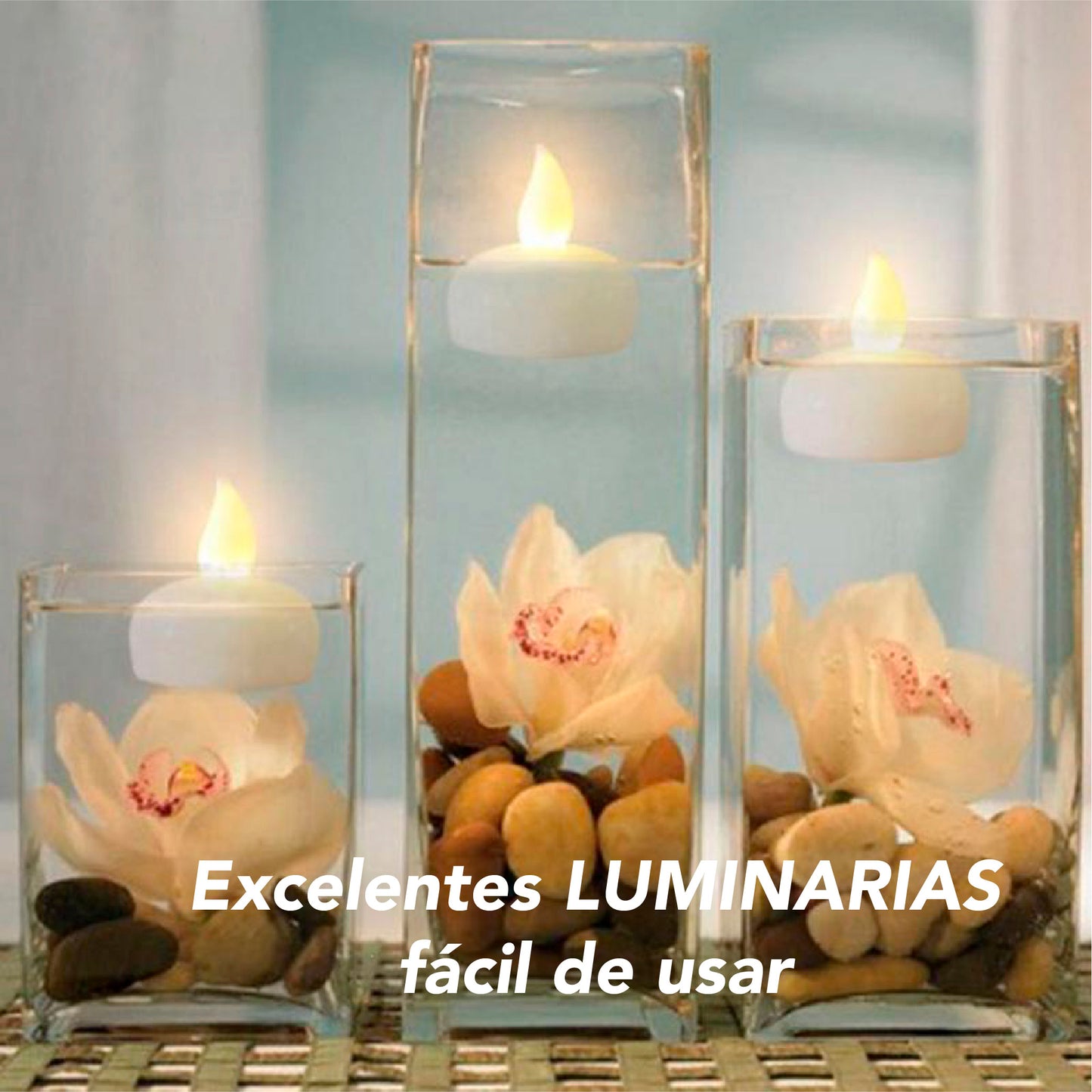 Velas Te flotantes de LED sin flama, funciona con pilas parpadeantes decorativas 12 pz (Calidas)