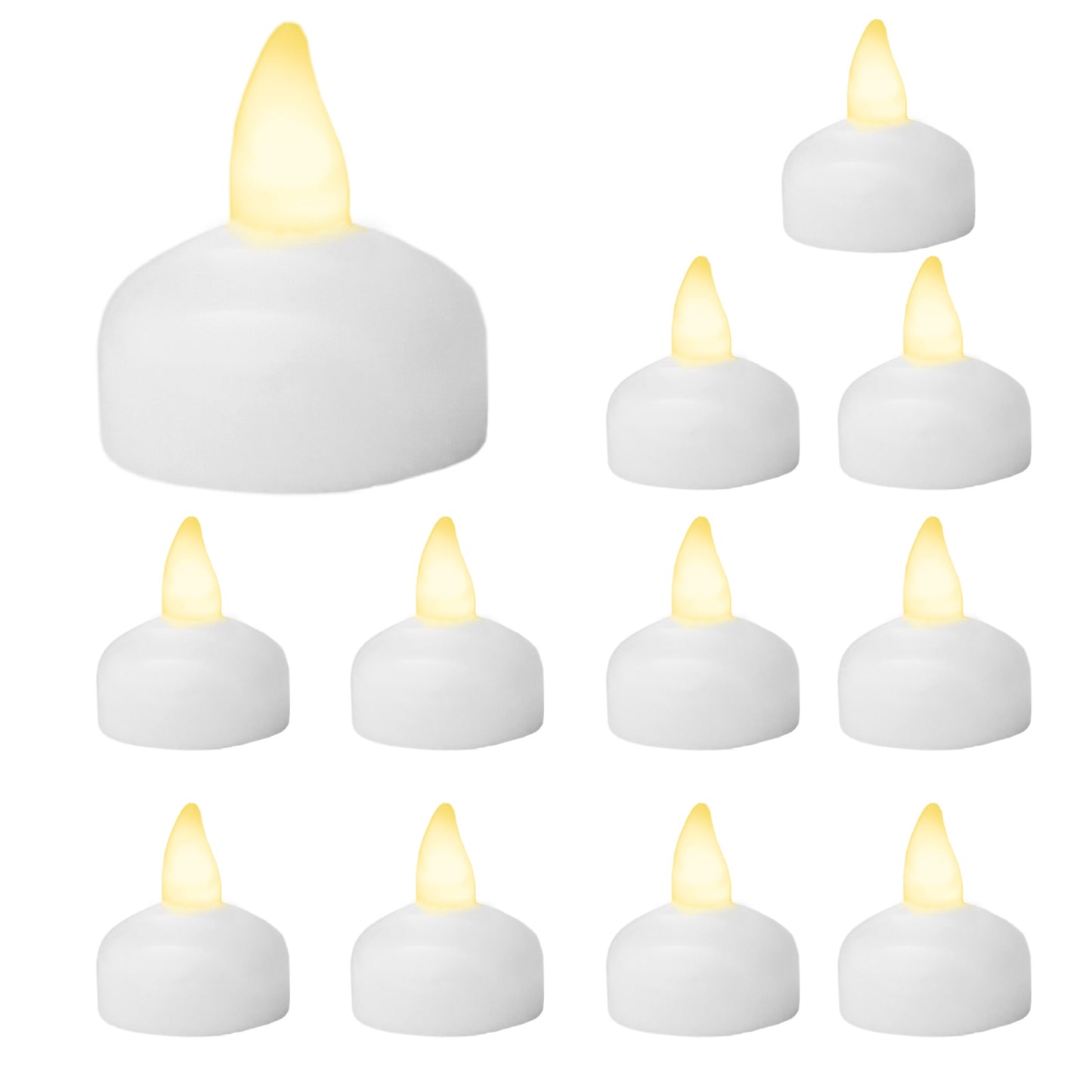Velas Te flotantes de LED sin flama, funciona con pilas parpadeantes decorativas 12 pz (Calidas)