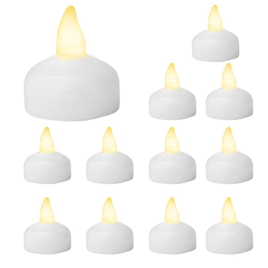 Velas Te flotantes de LED sin flama, funciona con pilas parpadeantes decorativas 12 pz (Calidas)