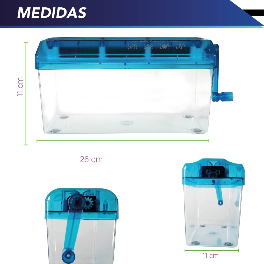 TRITURADOR DE PAPEL MANUAL PORTÁTIL PARA EL HOGAR, Y OFICINA TAMAÑO: CARTA Y OFICIO