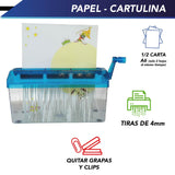 TRITURADOR DE PAPEL MANUAL PORTÁTIL PARA EL HOGAR, Y OFICINA TAMAÑO: CARTA Y OFICIO
