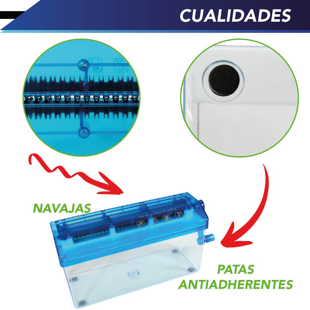 TRITURADOR DE PAPEL MANUAL PORTÁTIL PARA EL HOGAR, Y OFICINA TAMAÑO: CARTA Y OFICIO