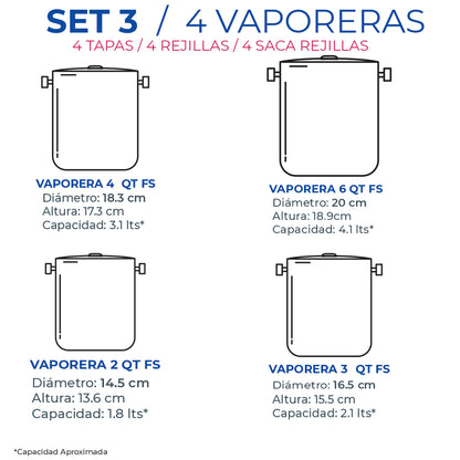 Mega Set de Ollas y Posillos Metálicos | Juego de Vaporeras/Tamaleras con Tapas y Rejillas | Acero Inoxidable | Set para Tamales, Buffet, Cocina al Vapor y Eventos Grandes