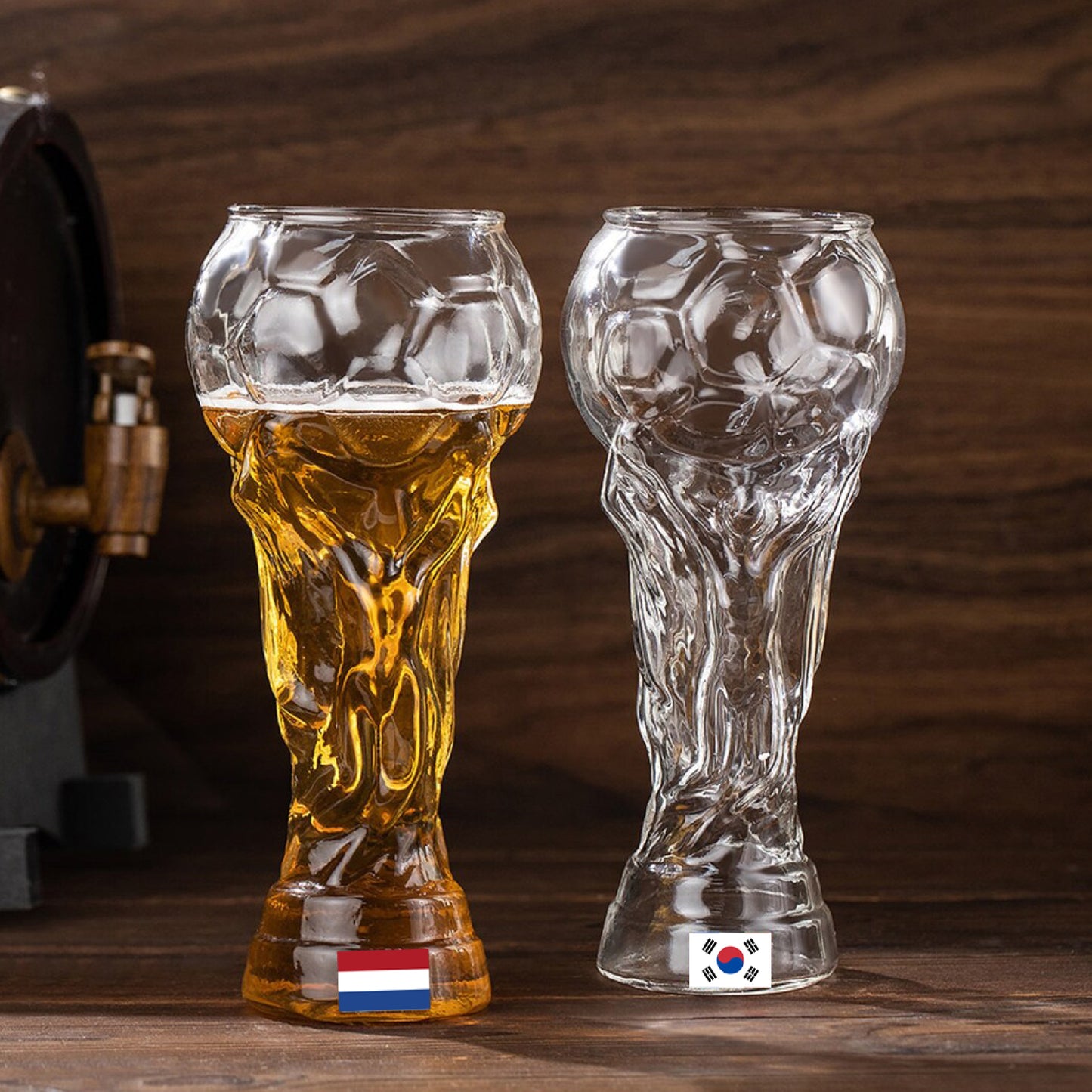 RD ROYAL COOK Set de 6 Vasos de Cerveza Forma Copa Mundial 2026* | Capacidad *450ml* | Tarro Cervecero de Vidrio Grueso | Ideal para Partidos y Coleccionistas | Kit de Animación Fútbol.