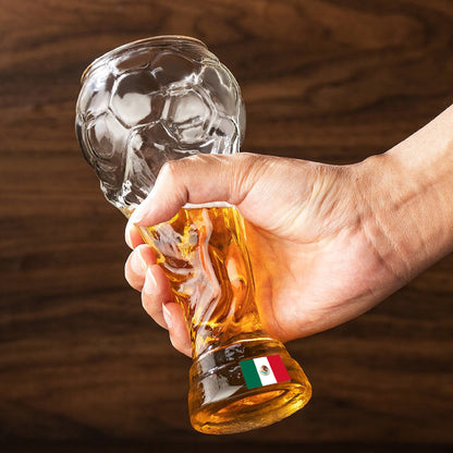 RD ROYAL COOK Set de 6 Vasos de Cerveza Forma Copa Mundial 2026* | Capacidad *450ml* | Tarro Cervecero de Vidrio Grueso | Ideal para Partidos y Coleccionistas | Kit de Animación Fútbol.