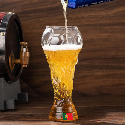 RD ROYAL COOK Set de 6 Vasos de Cerveza Forma Copa Mundial 2026* | Capacidad *450ml* | Tarro Cervecero de Vidrio Grueso | Ideal para Partidos y Coleccionistas | Kit de Animación Fútbol.