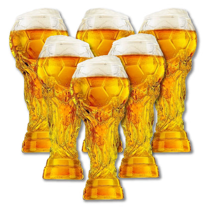 RD ROYAL COOK Set de 6 Vasos de Cerveza Forma Copa Mundial 2026* | Capacidad *450ml* | Tarro Cervecero de Vidrio Grueso | Ideal para Partidos y Coleccionistas | Kit de Animación Fútbol.