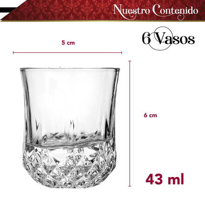 Set de 6 vasos old fashioned para whisky cristal