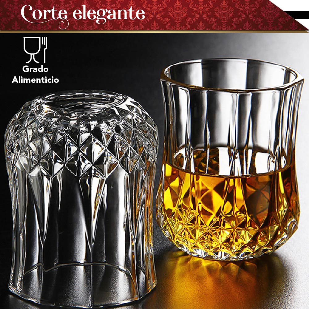 Set de 6 vasos old fashioned para whisky cristal