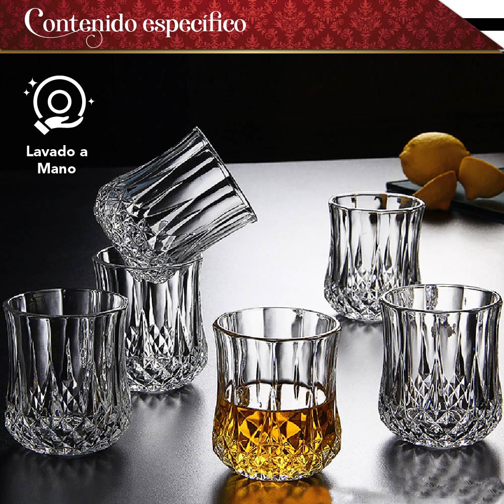Set de 6 vasos old fashioned para whisky cristal