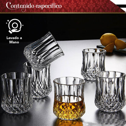 Set de 6 vasos old fashioned para whisky cristal