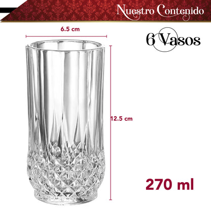 Vasos Chic-fantasy Bar 275 Ml Cristal Elegantes 6 Unidades Color Transparente